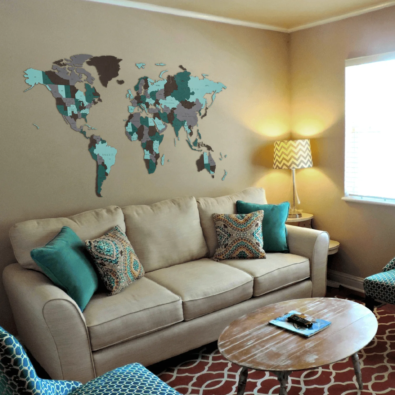 Mehrfarbige Holz Weltkarten - Image 11